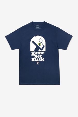 FILA Game Set Mask Tee Shirts Navy,Mens Tennis | CA.VECFKP814